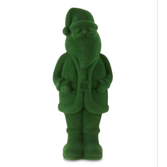 23 Inch Large Green Flocked Foam Santa Christmas Decor - Picture 1 of 10